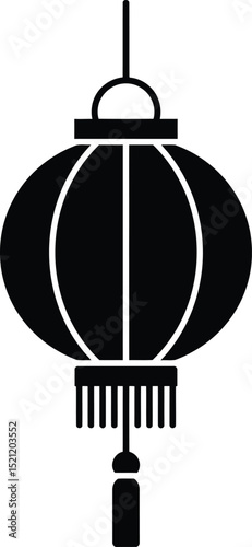 chinese lantern silhouette with tassel for festival decor