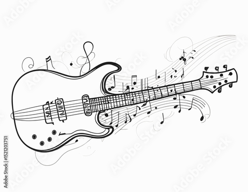 Melodic Fusion: Abstract Musical Instrument Outlines in Vibrant Composition