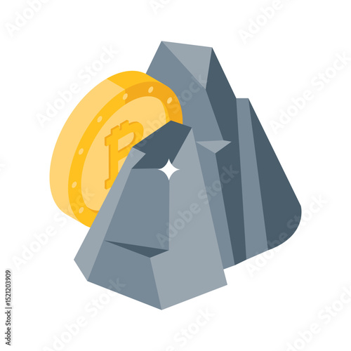 Get this amazing isometric icon depicting money mining
