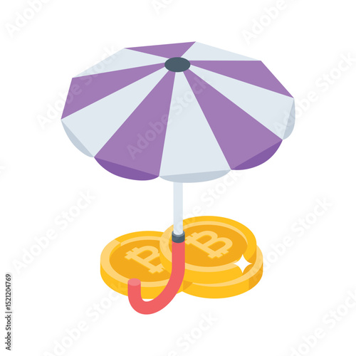 Get a glimpse of this isometric icon of bitcoin insurance