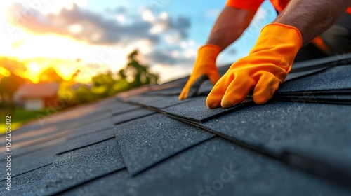 Homeowner inspecting the condition of their aging roof