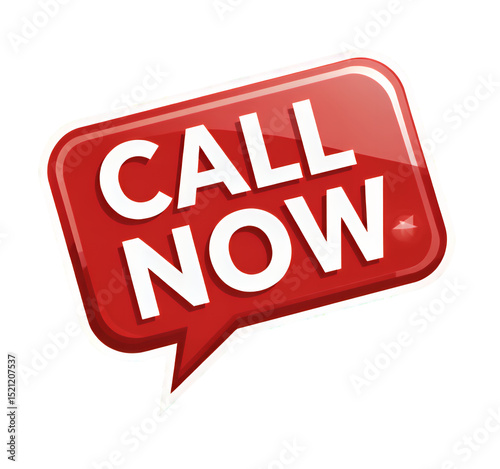 Red Call Now Icon, Transparent Cutout, Promotional Design