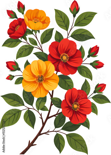 Red Flower Cutout with Transparent Background, Floral Design Element