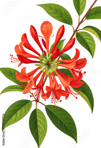 Red Flower with Transparent Background, Botanical Cutout