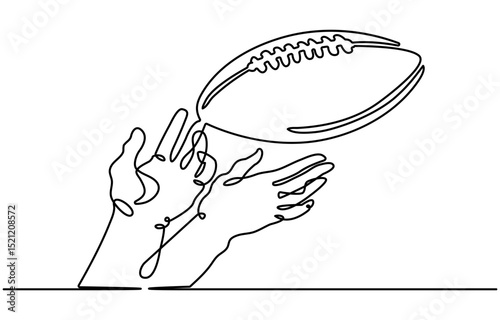 One continuous line drawing American football. sport  concept, Continuous one line drawing of Rugby ball. Modern continuous line draw design graphic vector illustration. American football ball Game.