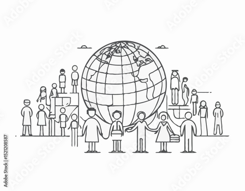 Global Education Impact: Multicultural Line Icons Promoting Cultural Awareness