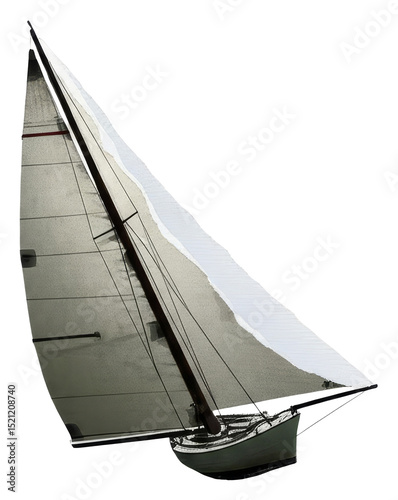PNG Classic sailboat glides on a transparent background.