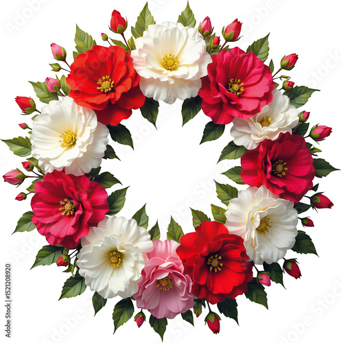 Red Rose Wreath with Transparent Background, Elegant Design Element