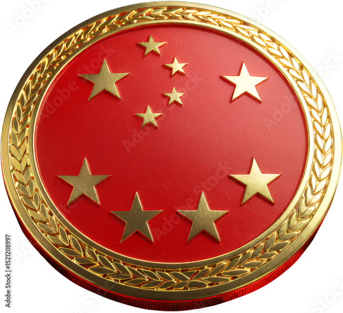 Red Star with Transparent Background, Elegant Emblem