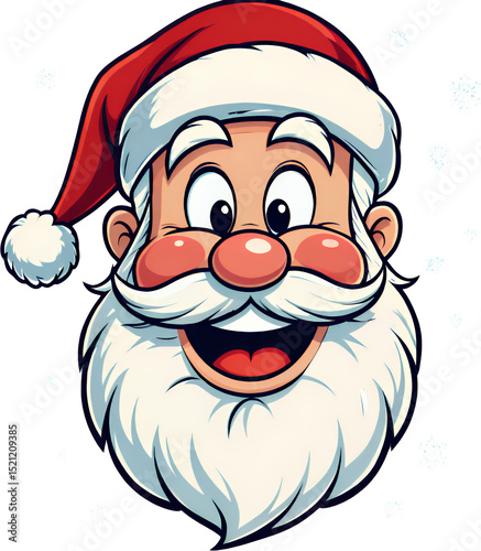Santa Claus Face, Red Hat, Transparent Cutout, Holiday Graphic