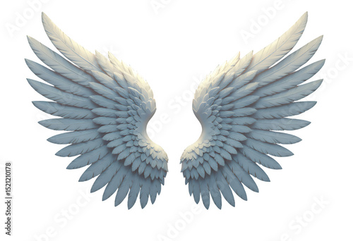 White Angel Wings, Transparent Cutout, Elegant Design Element