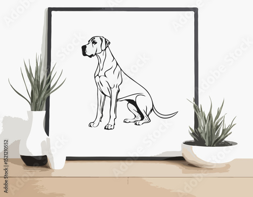 Majestic Great Dane Silhouette Outlines in Elegant Poses for Dog Lovers