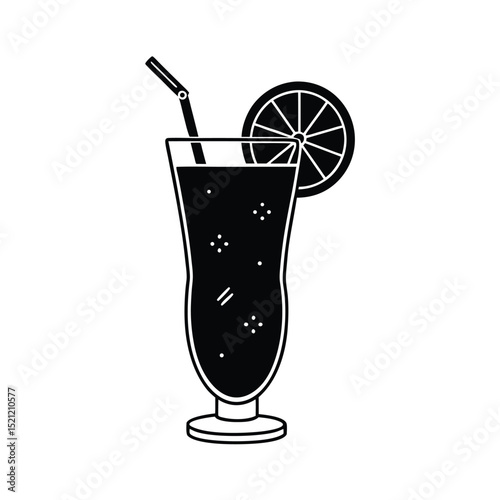 cocktail with ice and straw