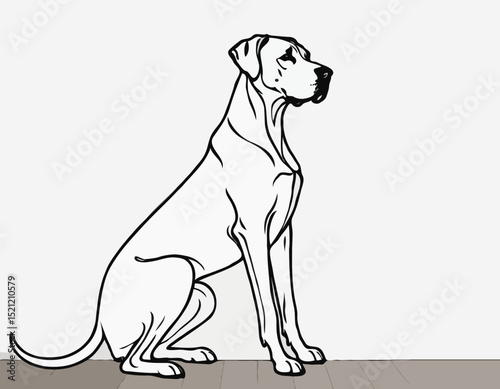 Majestic Great Dane Silhouette Outlines in Elegant Poses for Dog Lovers