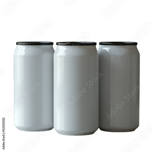 White Cans with Transparent Background, Sleek Design Element