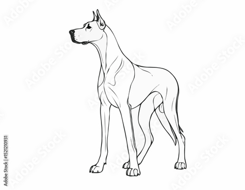 Majestic Great Dane Silhouette Outlines Set for Dog Lovers' Designs