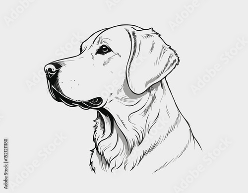 Regal Golden Retriever and Labrador Outline Illustrations for Posters