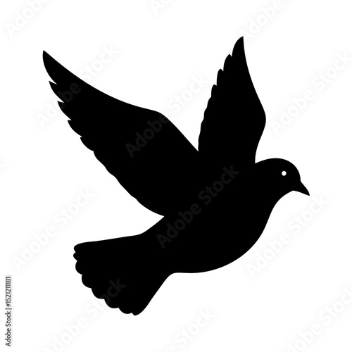 Flying dove black silhouette illustration isolated on transparent svg