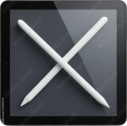 White Pens Crossed, Transparent Cutout, Sleek Design Element