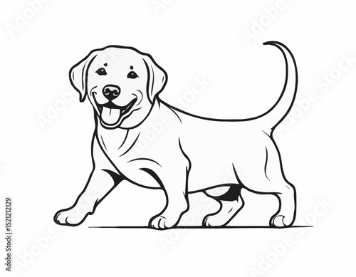 Playful Labrador Retriever Line Art Collection: Joyful Pups in Various Stances