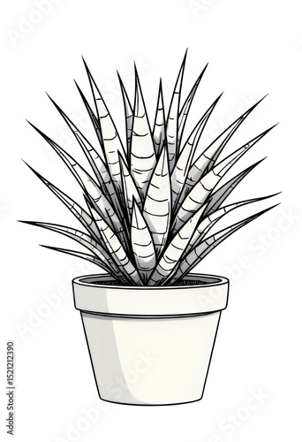 White Succulent in Pot, Clear Background, Elegant Design Element