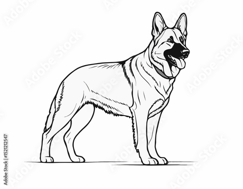 Regal German Shepherd Dog Outline Set: Noble Protectors in Action