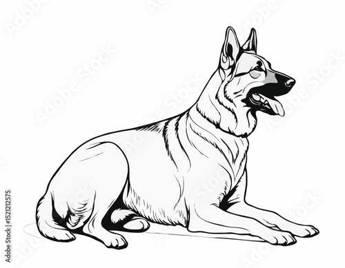 Regal German Shepherd Dog Outline Set: Noble Protectors in Action