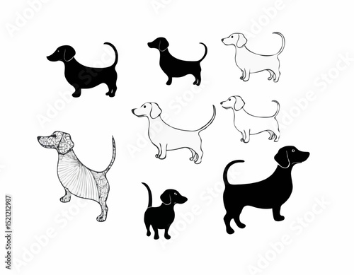 Enchanting Dachshund Silhouette Patterns: Quirky Wiener Dogs at Play