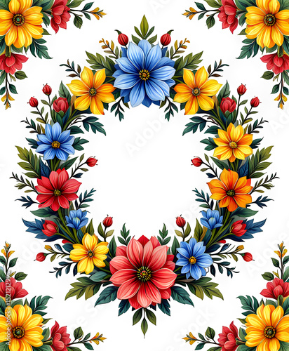 Yellow Blue Red Flower Icon, Transparent Cutout, Floral Design