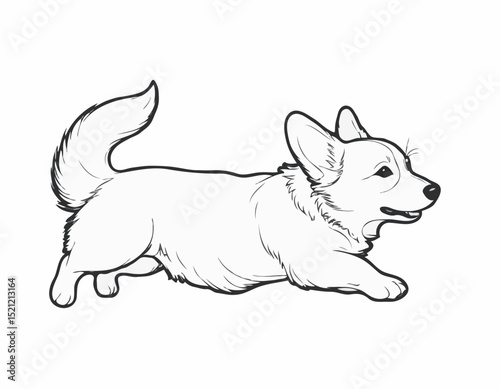 Whimsical Corgi Silhouette Illustrations: Adorable Fluffy Tails in Motion