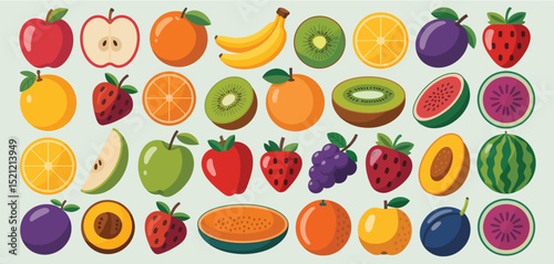 Colorful Flat Lay of Fresh Fruits Variety