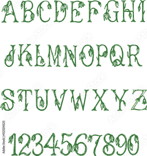 Wilted Flower Floral typography font lettering ABC cartoon vector text