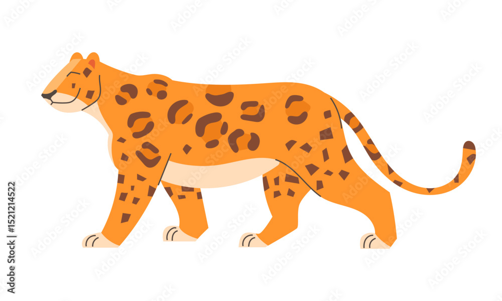 Leopard in flat style on white background