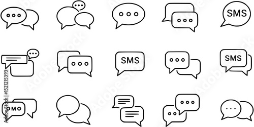 Message, talk, chat, speech bubble, sms, dialogue editable stroke outline icon isolated on white background flat vector illustration. Pixel perfect. 64 x 64