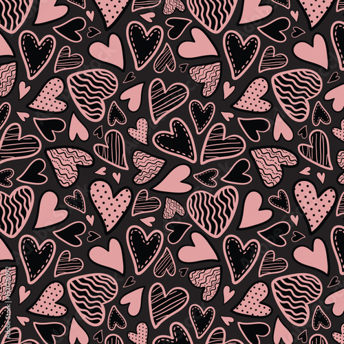 Cute hand drawn hearts seamless pattern, lovely romantic background, great for Birthday , Mother's Day, textiles, wallpapers, banners - vector design