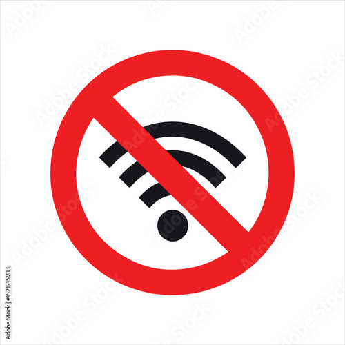 No Wi-Fi Zone: Wireless Internet Prohibition Symbol for Digital Disconnection

