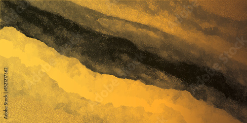 orn black and yellow paper layers, textured background, contrasting colors, artistic design. A gold and black grunge background with peeling layers and rough textures.