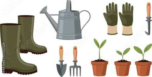Gardening Tools Vector Set