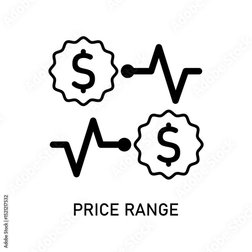 Icon a price range, isolated against a clean background.