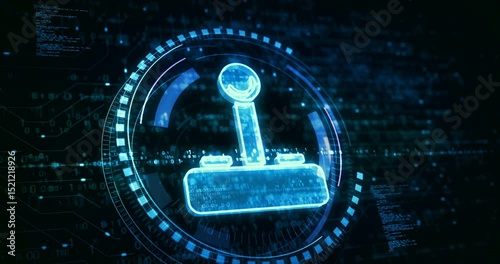 Joystick videogame and gaming symbol digital concept. Cyber technology and computer background abstract 3d.