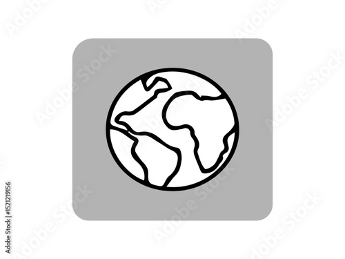The globe shows outlines of continents (including parts of Africa, Europe, and South America) within a black circular border