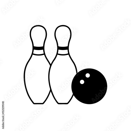 bowling ball and pins on white background  