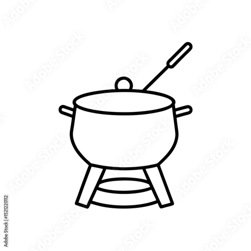 cheese fondue pot on white background  .svg