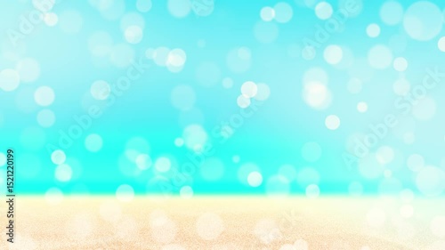 summer beach  with sun bokeh lights and blue sky animation, sand seaside travel and summer sale blank motion background