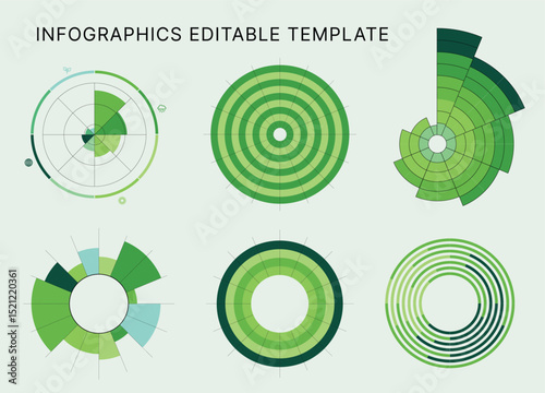 Circle Chart Business Infographic Editable Template for Extensive Data Visualization. Simple creative Infographic vector elements, charts, diagrams, steps and options for Business Presentation.