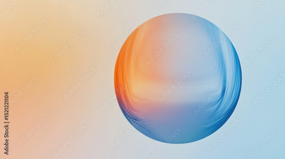Obraz premium Abstract sphere in orange and blue colors on plain background