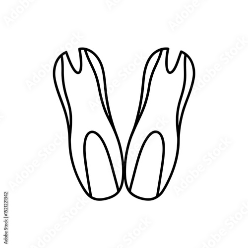 flippers for swimming on white background  