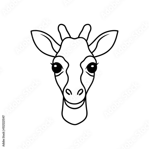 giraffe head close up on white background  .svg