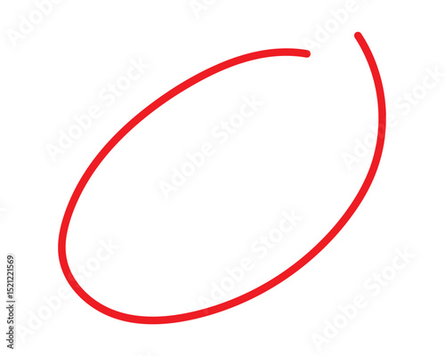 Red circle brush stroke. Marker highlighter hand-drawn style
