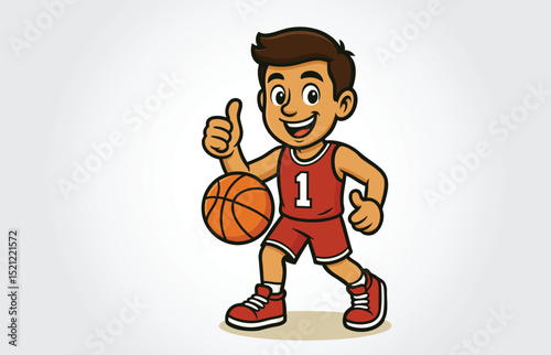 Tableau sur toile Basketball Kids Player Mascot Cartoon Character Template